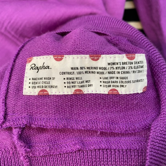 Rapha Breton Sweater Size M TWO SWEATERS Purple Black Striped Zip Pocket - Picture 8 of 13